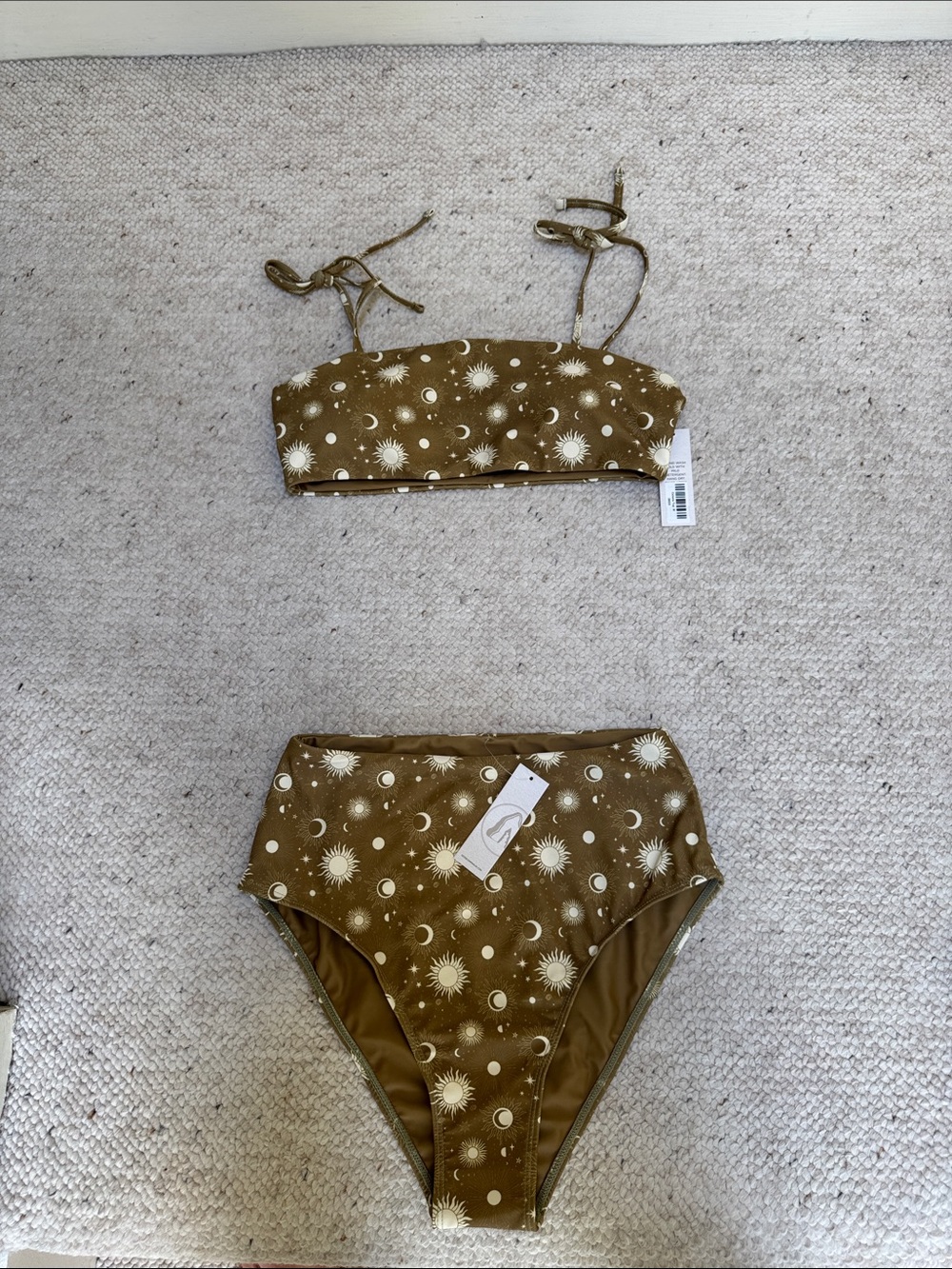 Geddes Swimwear Sun& Moon High Waist Bikini Set - Olive Brown